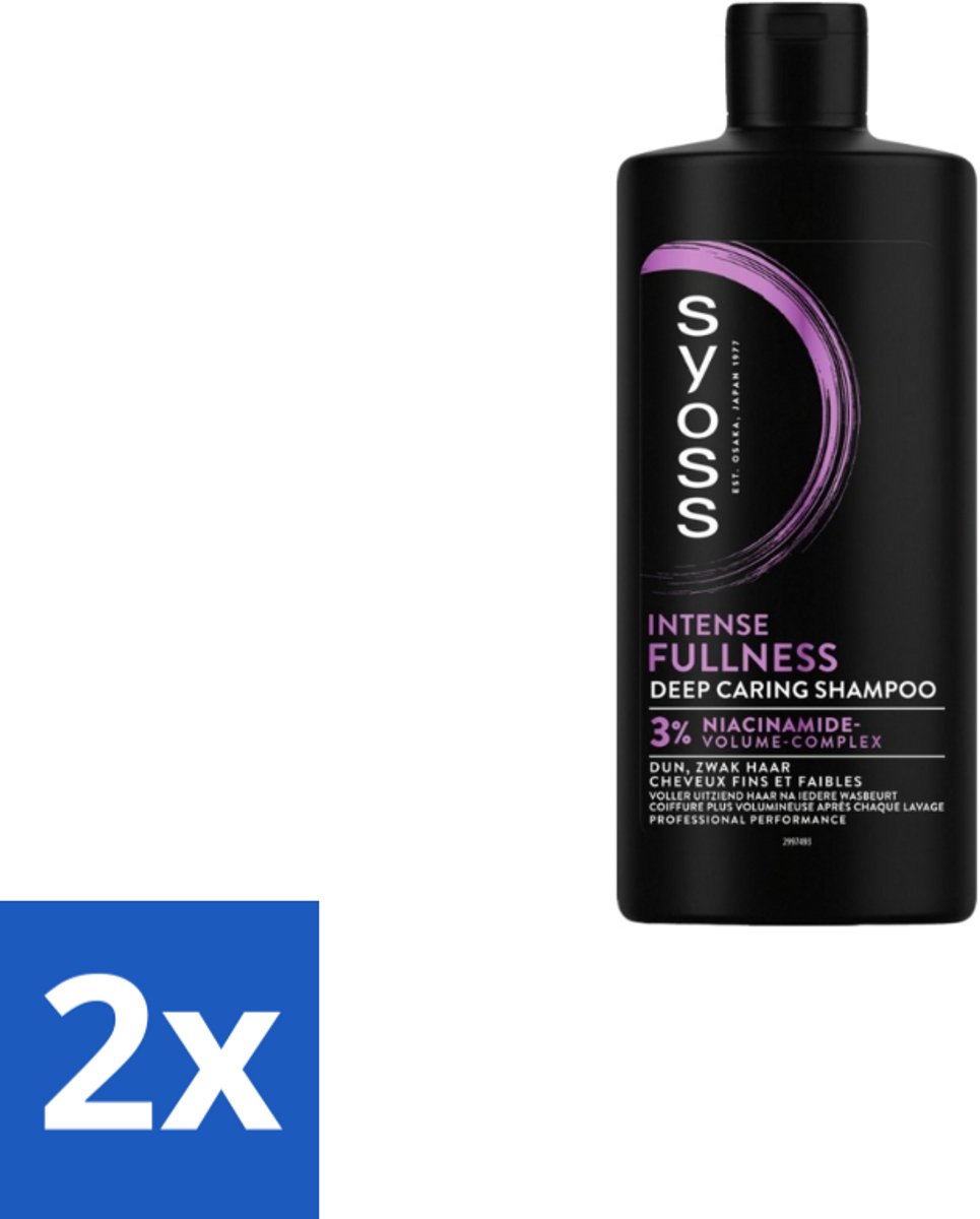 2 x Syoss – Shampoo – Intense Fullness – 440 ml - Volume Shampoo - Volumeshampoo - Haarverzorging - Haarversterking - Niacinamide Shampoo