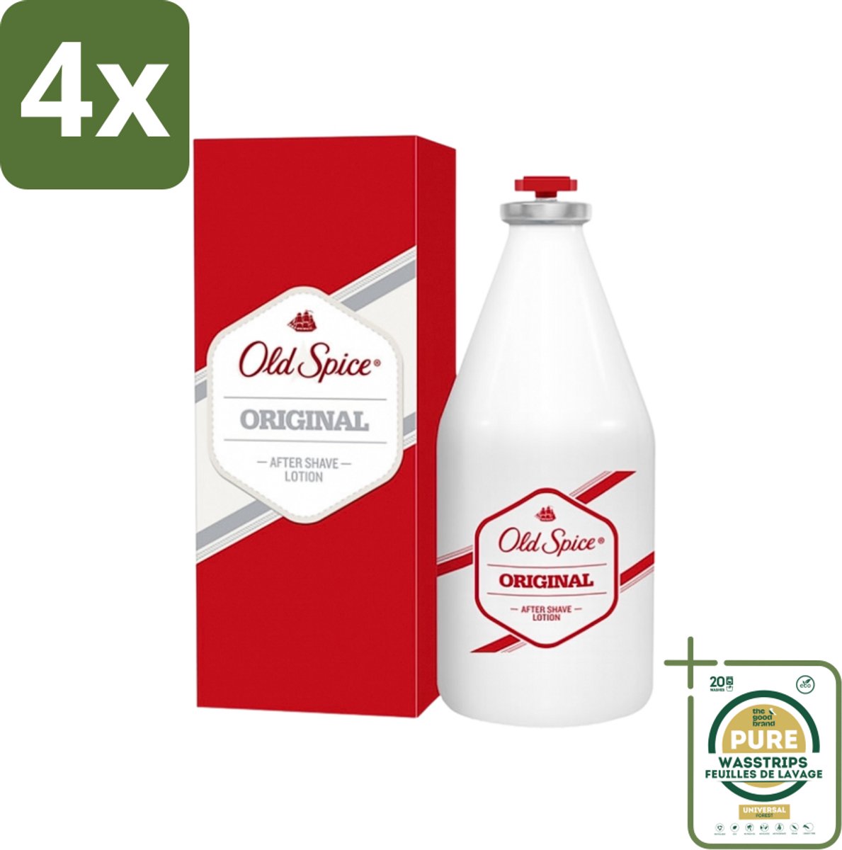 Old Spice - Original - Aftershave Lotion - Verfrissend - 100 ml - Voordeelverpakking - 4 stuks - Mannelijke geur - Huid verzorging