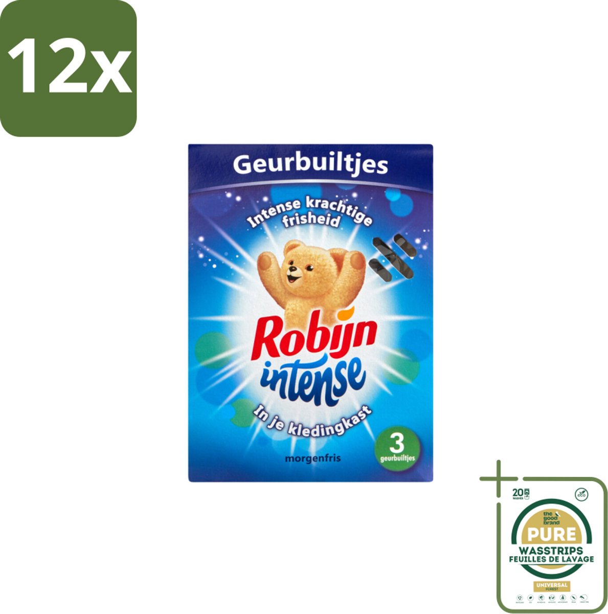 Robijn Geurbuiltjes Intense 3 stuks per verpakking - Voordeelverpakking - 12 stuks - Langdurige geur - Geurbuiltjes