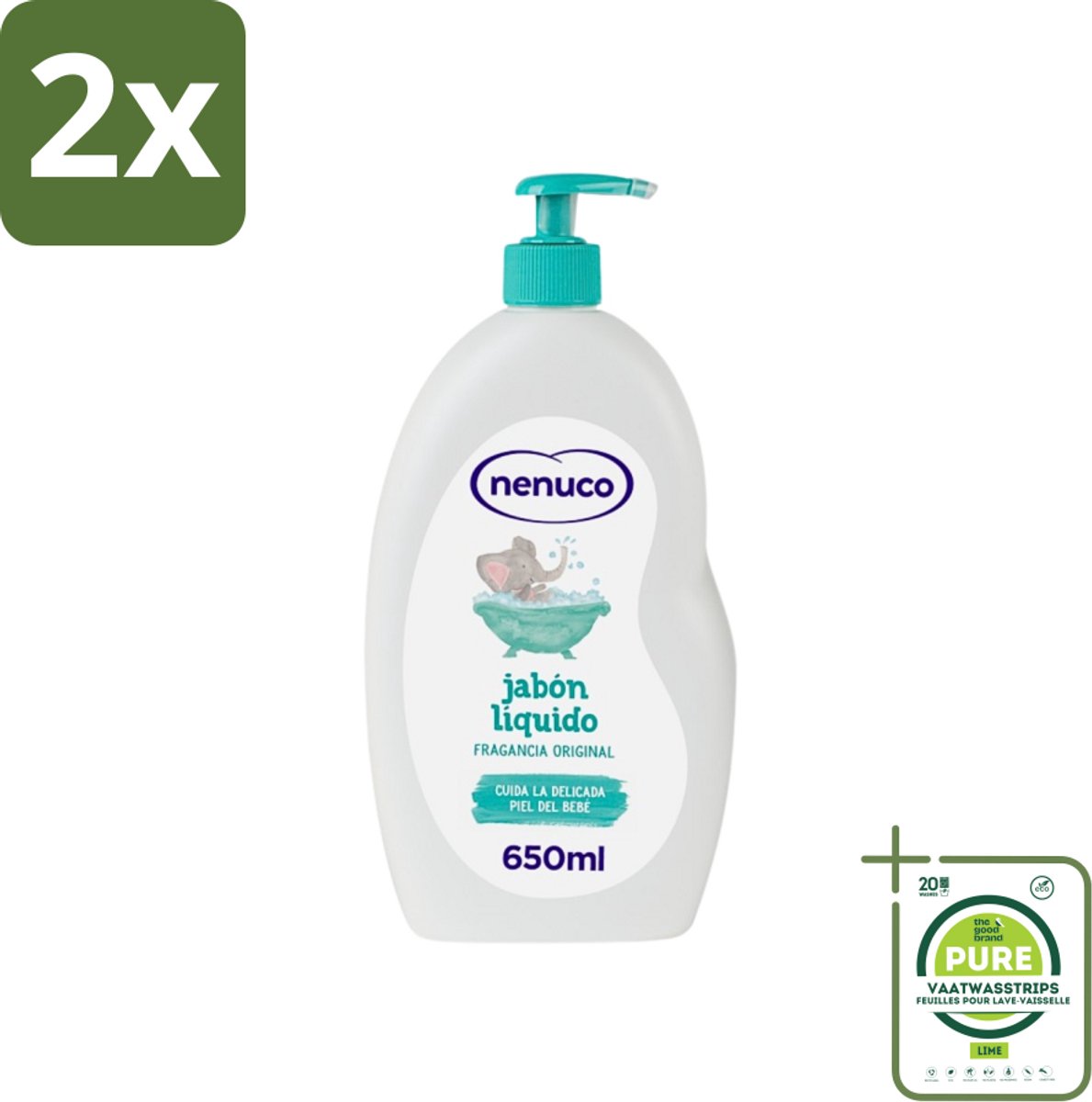 Nenuco - Jabon Líquido - Vloeibare Zeep - Originele Geur - Met Doseerpomp - 650 ml - Voordeelverpakking - 2 stuks - Vloeibare zeep - Handzeep