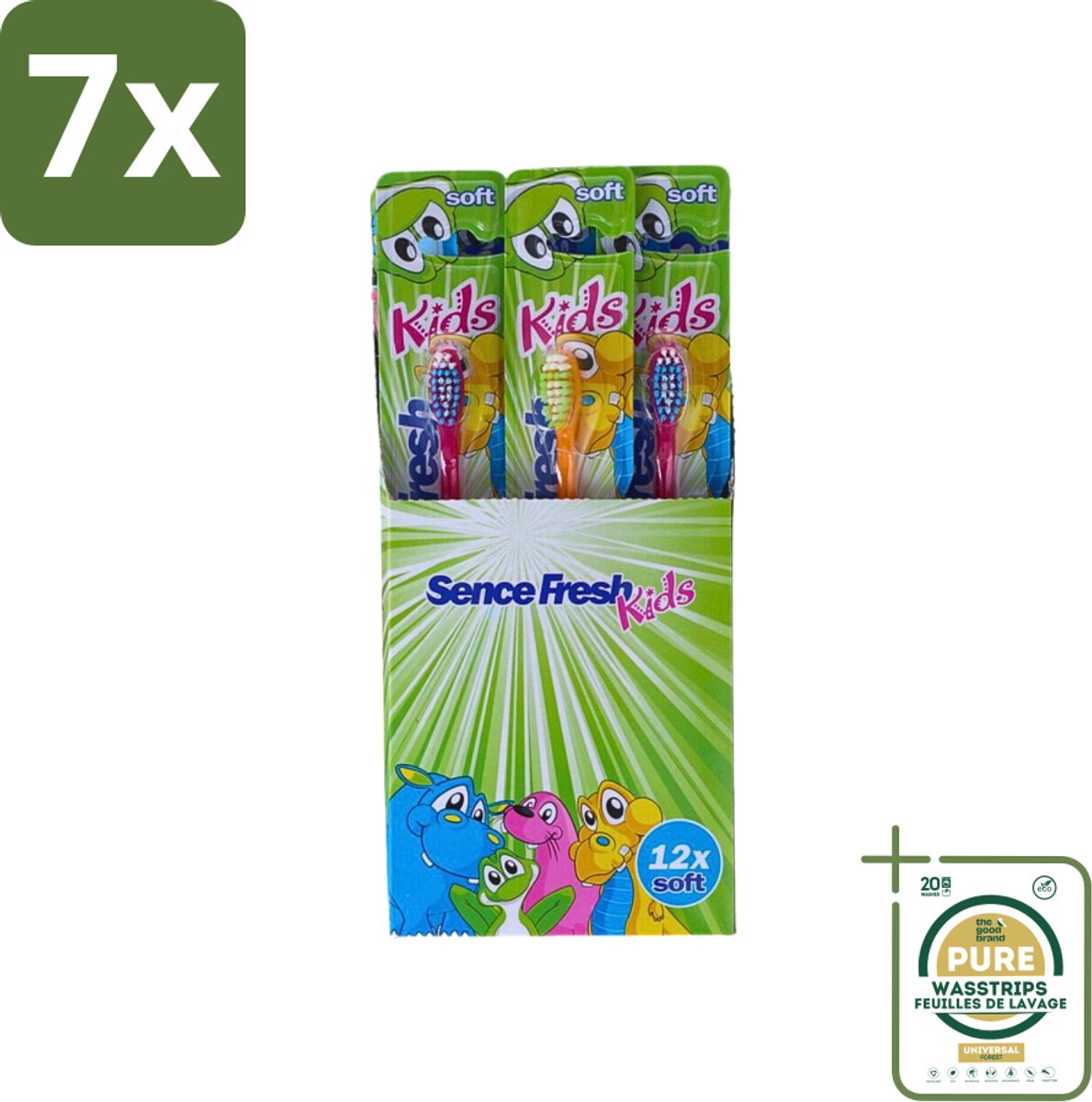 7 x Sence - Fresh Kids Soft - Tandenborstels - Zacht - 12 Tandenborstels - Grootverpakking - Tandenborstels Voor Kinderen - Zachte Tandenborstels - Kindertandenborstels - Tandenborstel Voor Kinderen - Gezonde Mondhygiëne