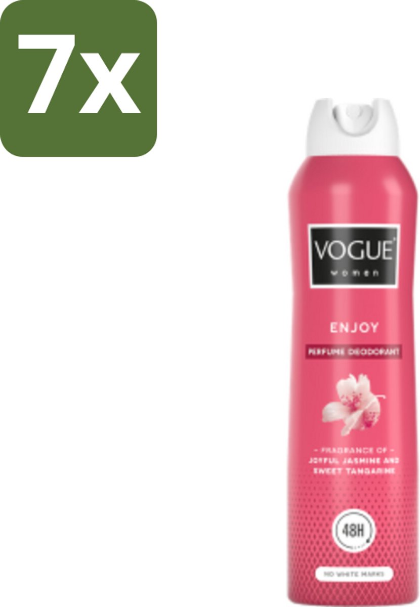 7 x Vogue Enjoy Parfum Deodorant 150 ml - Parfum En Deodorant - Deodorant Spray - 24 Uur Bescherming - Geur Van Mandarijn - Geur Van Jasmijn