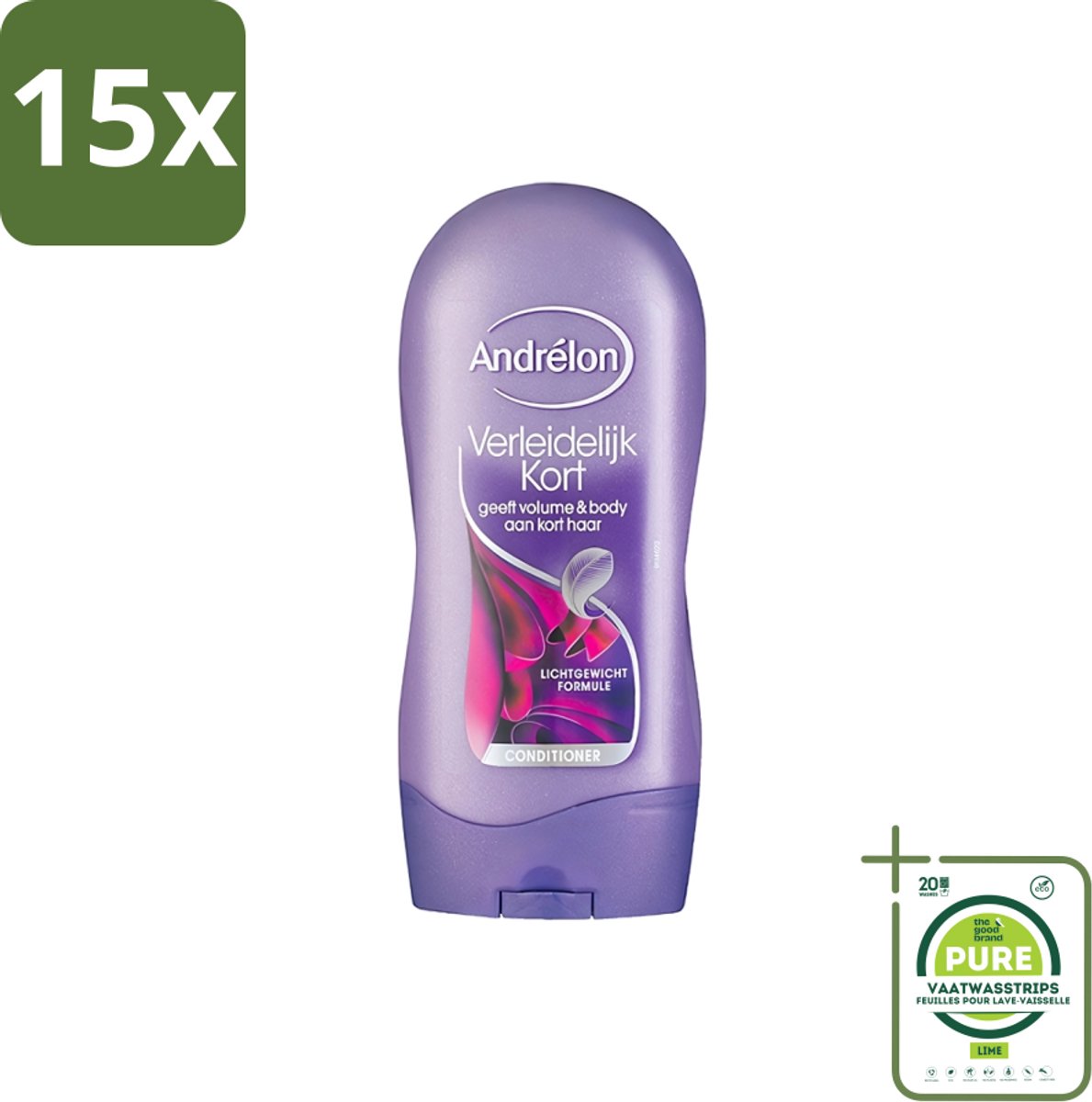 15 x Andrélon - Verleidelijk Kort - Conditioner - Voor Kort Haar - 300 ml - Grootverpakking - Kort Haar Conditioner - Volume Voor Kort Haar - Verzorging Kort Haar - Luchtig Haar - Soepel Haar