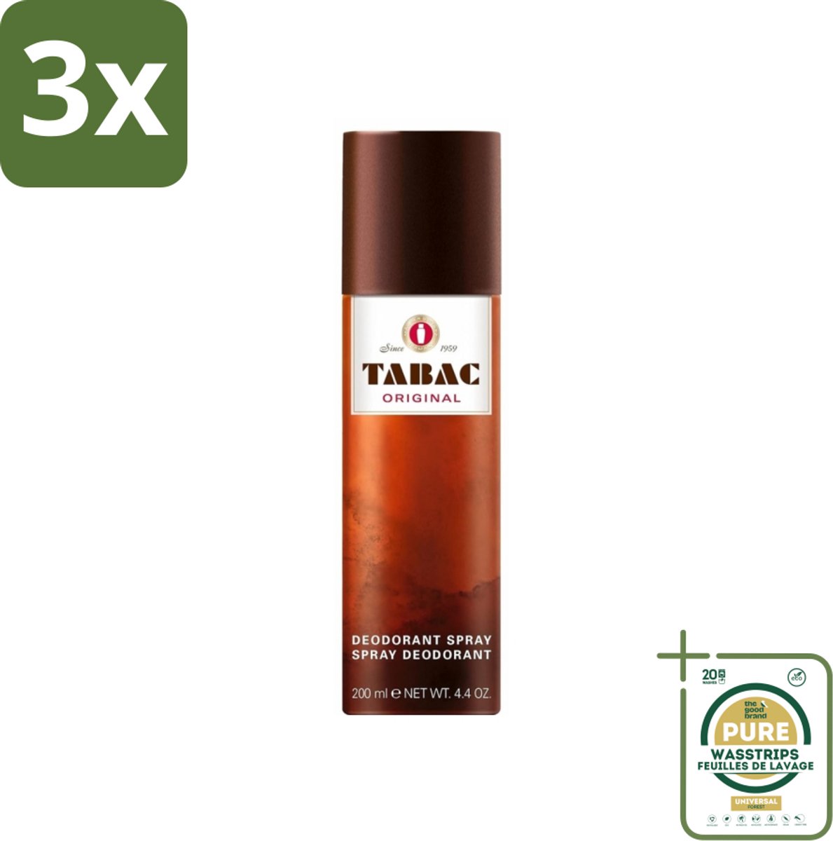 3 x Tabac Original - Deodorant Spray - Anti-transpirant - 200 ml - Grootverpakking - Tabac Original - Deodorant Spray - Anti-transpirant - Zweetvermindering - Mannelijke Geur