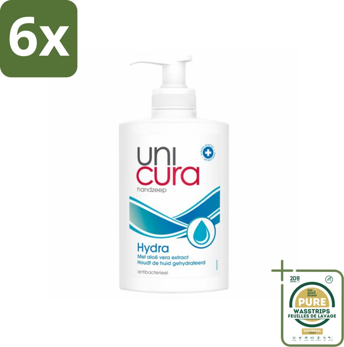 Unicura Vloeibare Handzeep Hydra 250 ml - Voordeelverpakking - 6 stuks - Antibacteriële handzeep - Handhygiëne