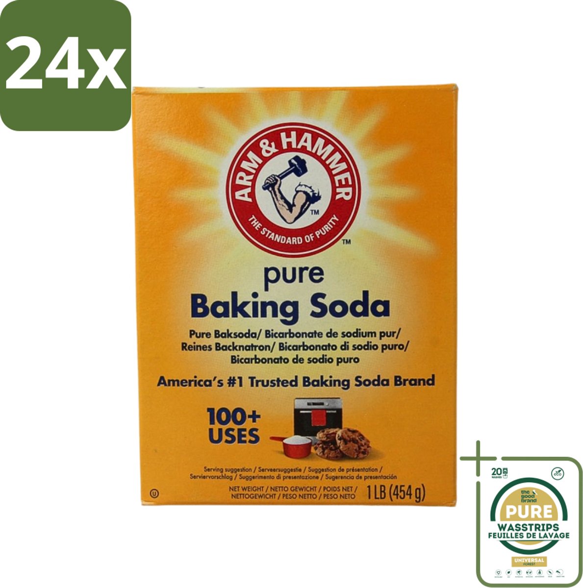 Arm & Hammer - Baking Soda - Multifunctioneel - Biologisch Afbreekbaar - 454 g - Voordeelverpakking - 24 stuks - Arm and hammer baking soda - Bakpoeder