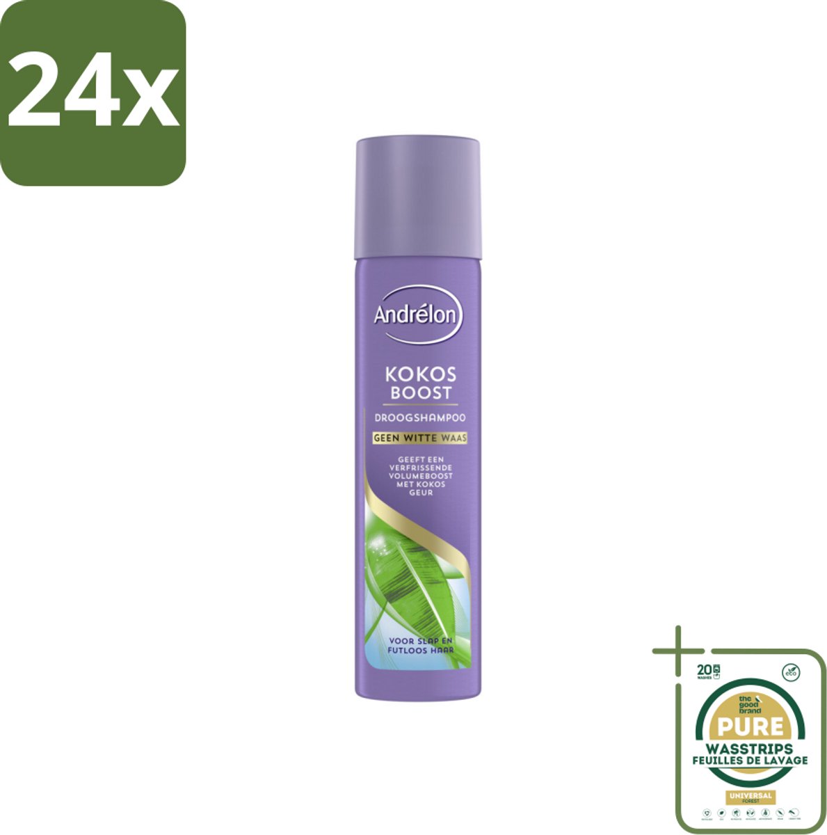 Andrélon Droogshampoo Kokos Boost 245 ml - Voordeelverpakking - 24 stuks - Volume haar - Fris haar