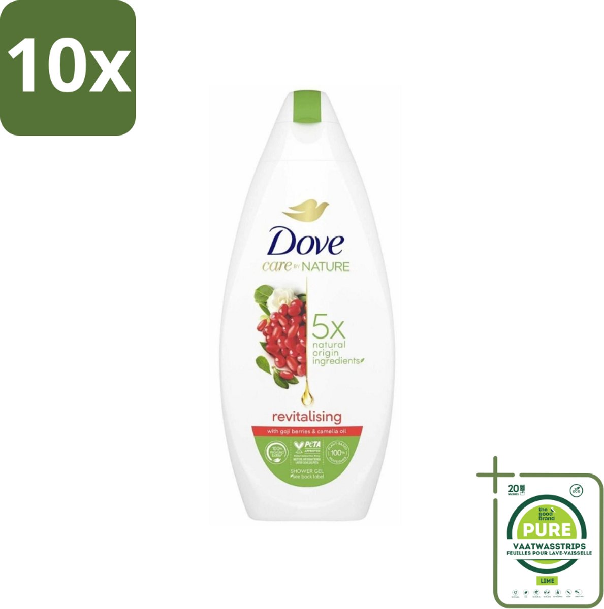 10 x Dove - Douchegel - Revitalising - Verfrissend - 225 ml - Grootverpakking - Douchegel - Huid Verzorging - Verfrissend - Revitaliserend - Hydraterend