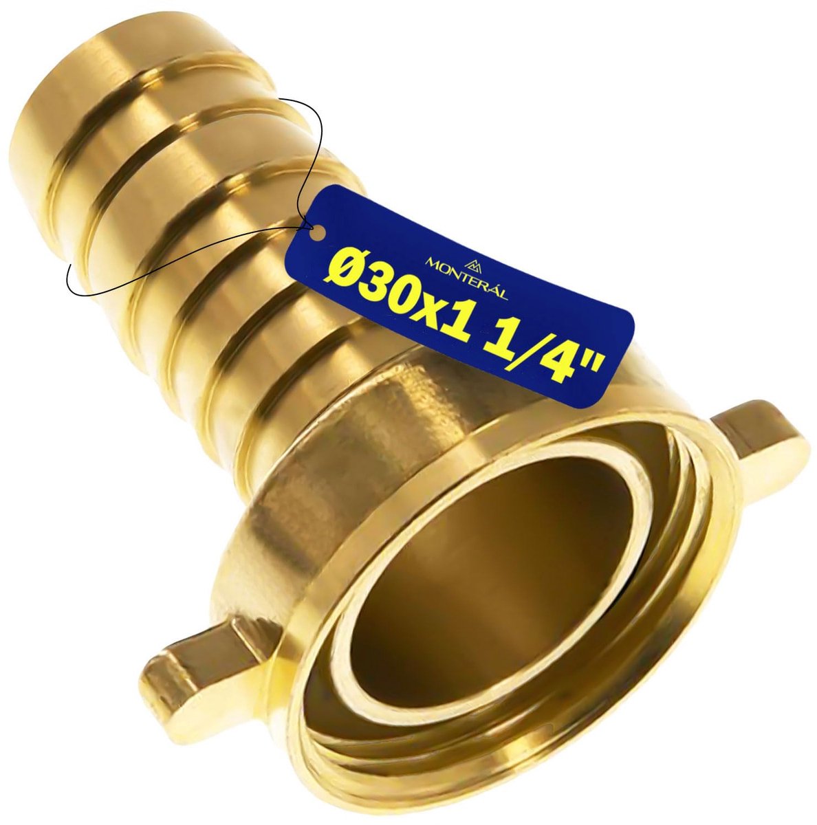 Messing Insteekeinde voor Slangaansluiting met Ø 30 mm en Binnendraad 1 1/4" - Garantie 10 Jaar - MONTERAL - ShopVlot