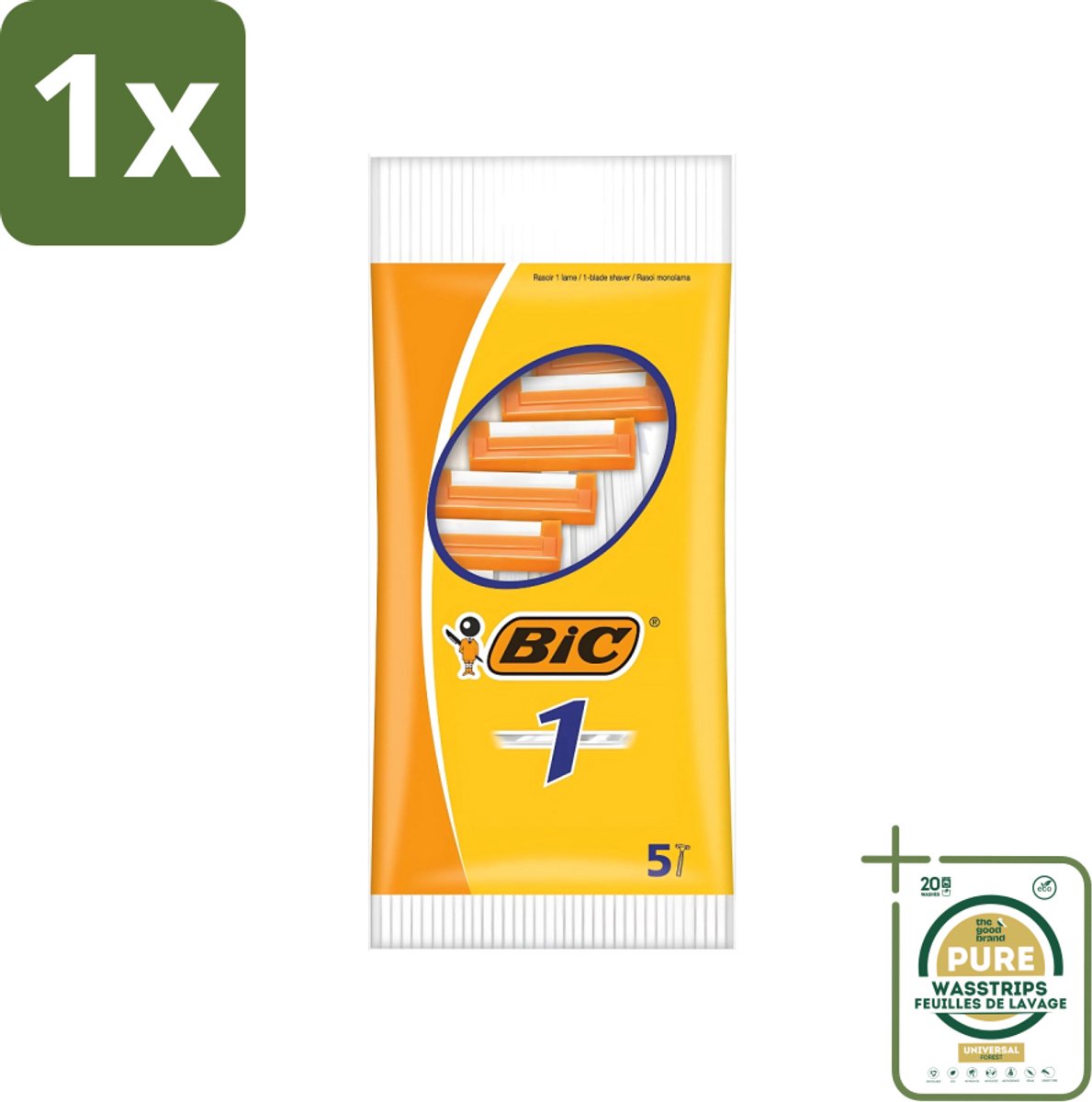 1 x Bic - Scheermesjes - Enkel Mesje - Wegwerpmesjes - 5 Scheermesjes- Scheermesje - Wegwerpmesje - Enkel Mesje - Roestvrij Staal Mesje - Chroomcoating