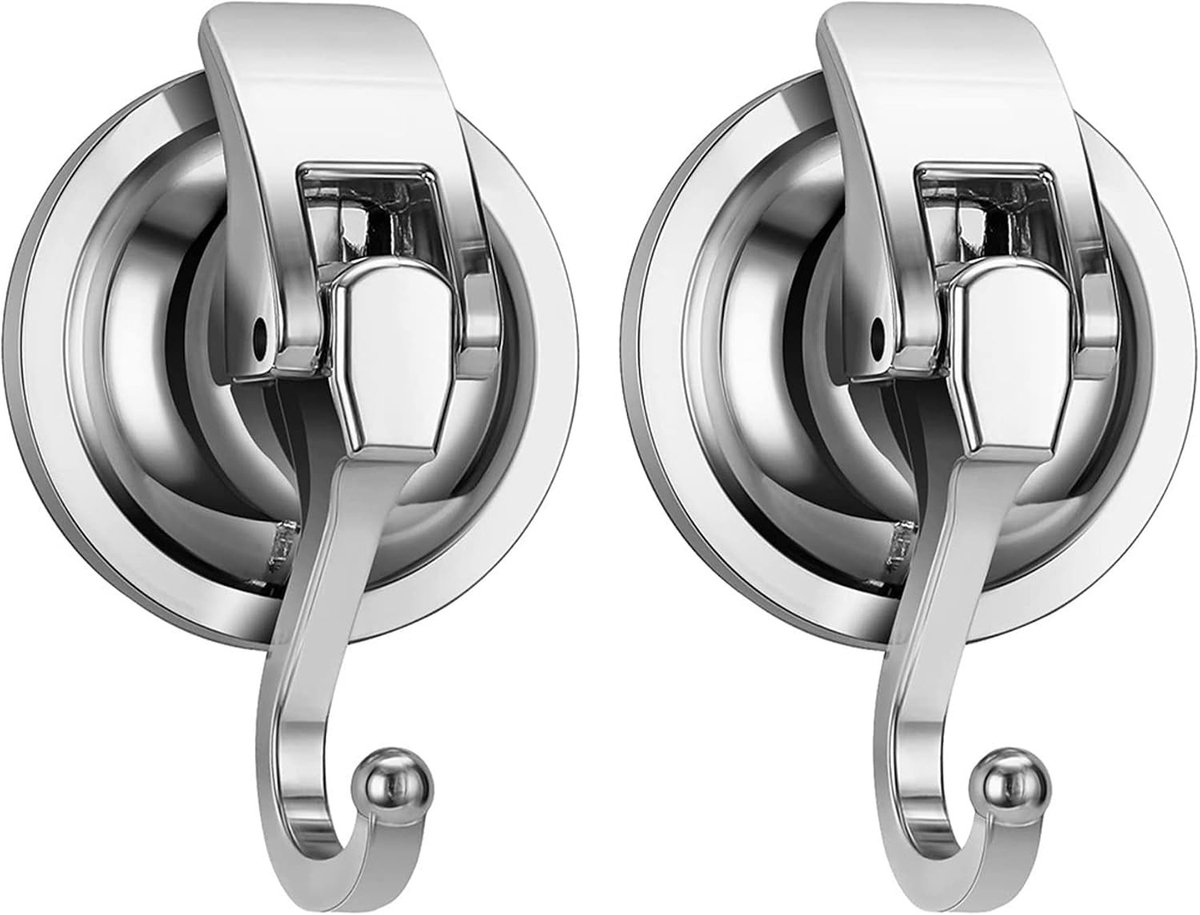 Set van 2 Zuignap Haken - Sterke en Waterdichte Haken voor Badkamer, Keuken en Raam - Maximaal Belastbaar tot 10kg, Ideaal voor Decoratie en Organisatie
