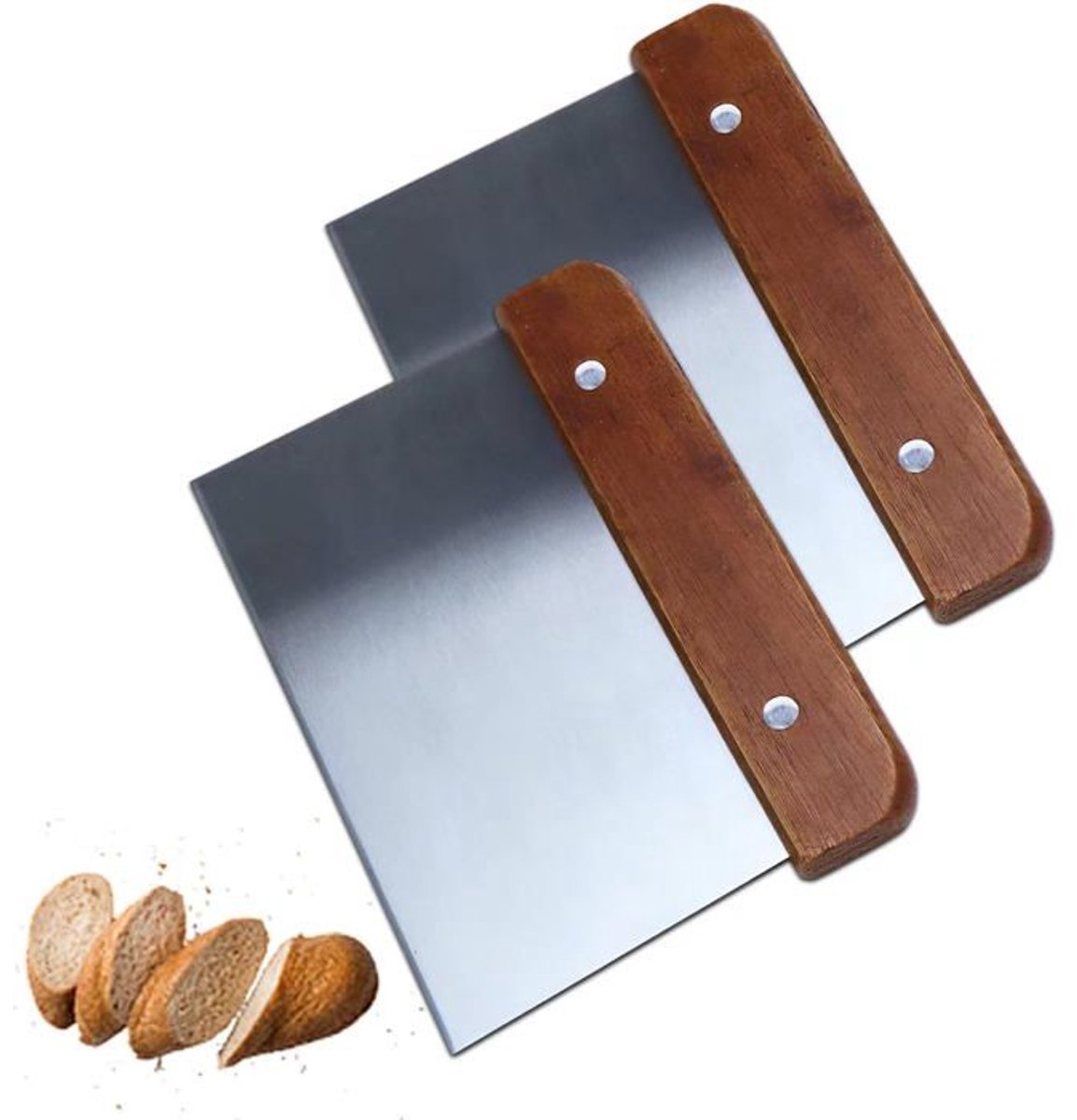 LISM-Deegsnijder - 2-delige set - Roestvrij staal - Houten handvat - 15 x 10,5 cm