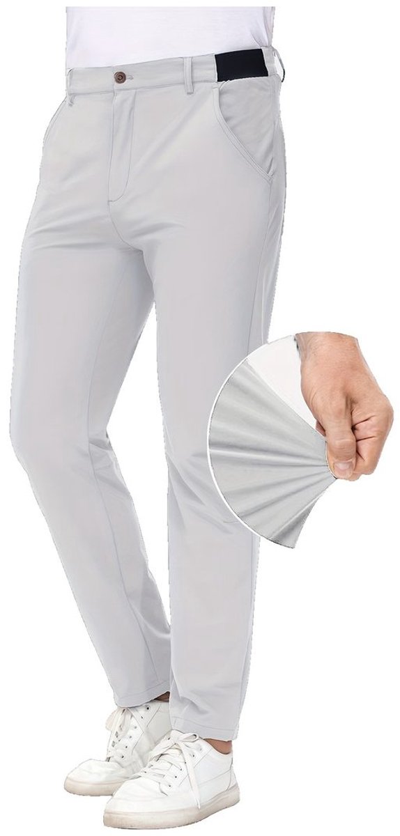 Currero Comfortabel Golfbroek Heren Golfkleding Nette Pantalon Mannen Broek Outfit Chino Lichtgrijs L