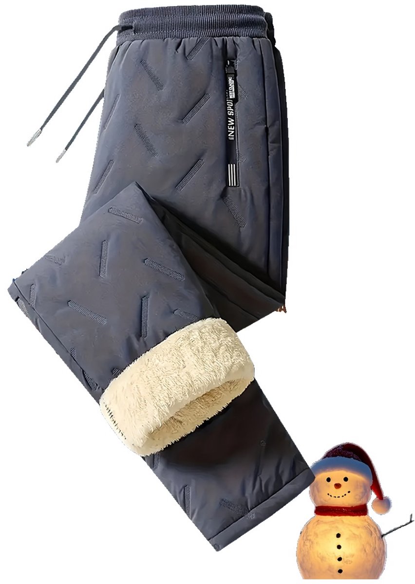 Currero Warme Broek Heren Thermo Fleece Winterbroek Joggingbroek Sweatpants Grijze Platte Mond Grijs