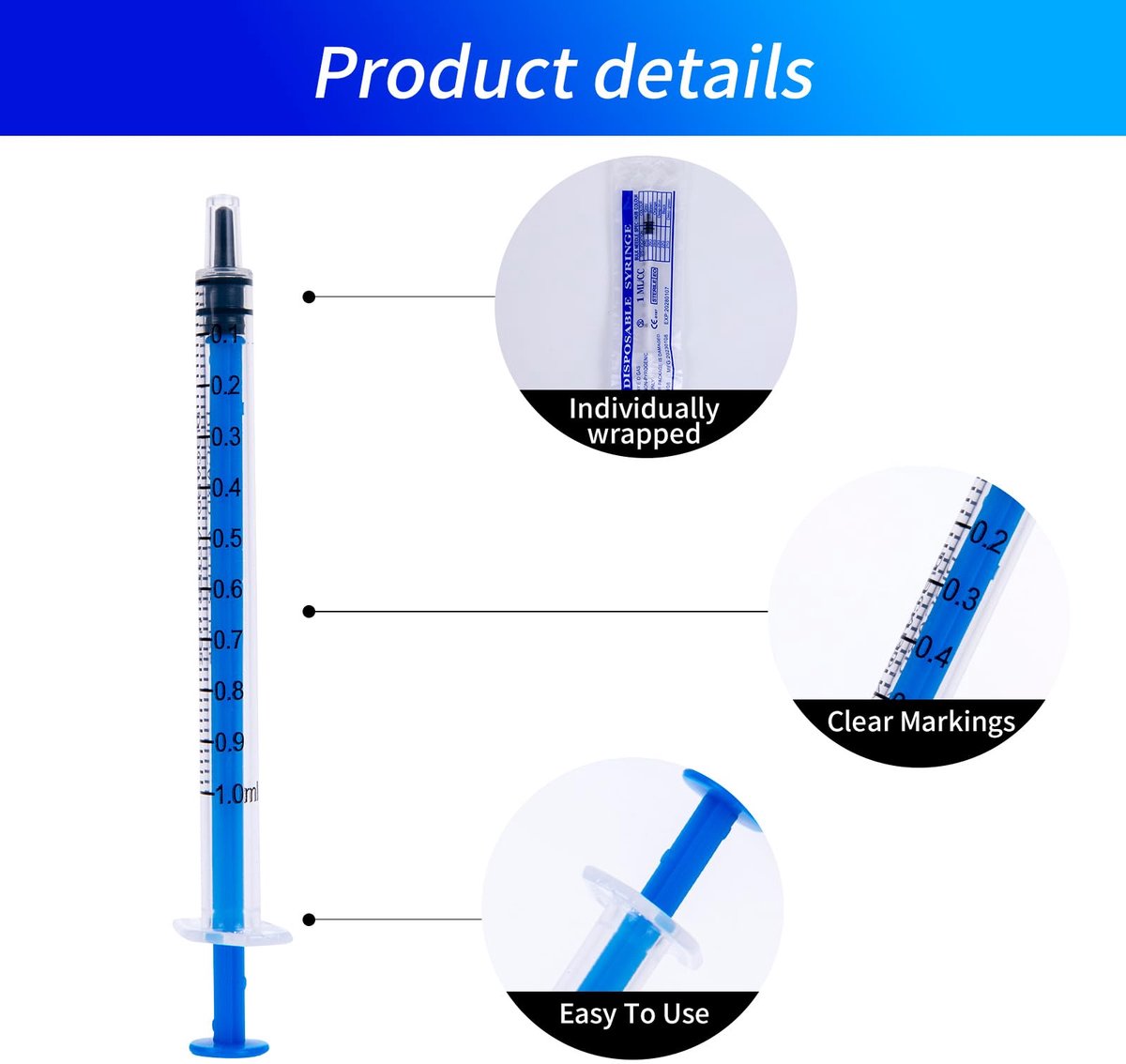Elzusha- Spuiten 1 ml - 50 stuks zonder naald - Lab spuiten - Plastic spuiten - Herbruikbaar - Hoogwaardig kunststof - Injectiespuiten