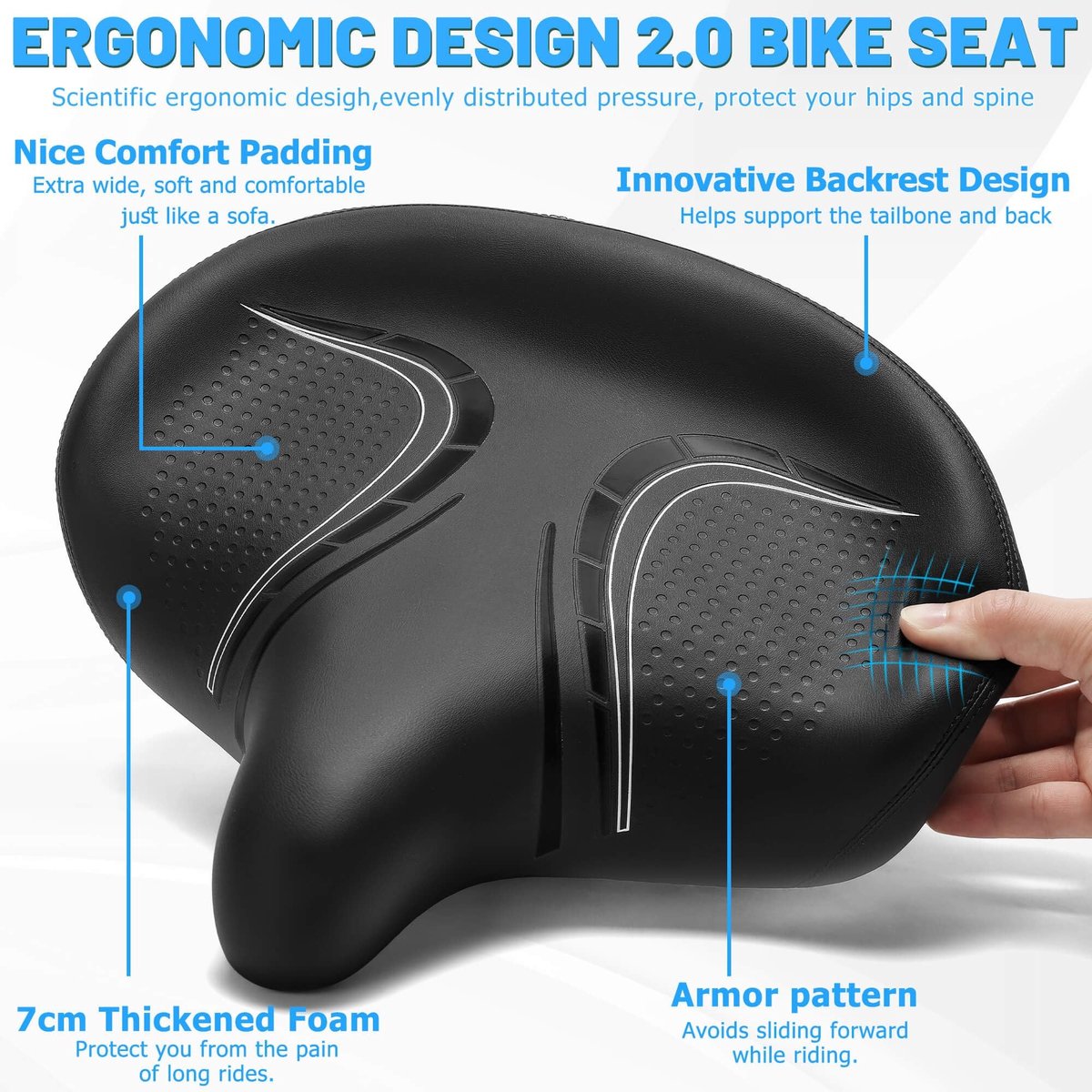 Elzusha - Extra Groot Fietszadel voor Comfortabel Fietsen