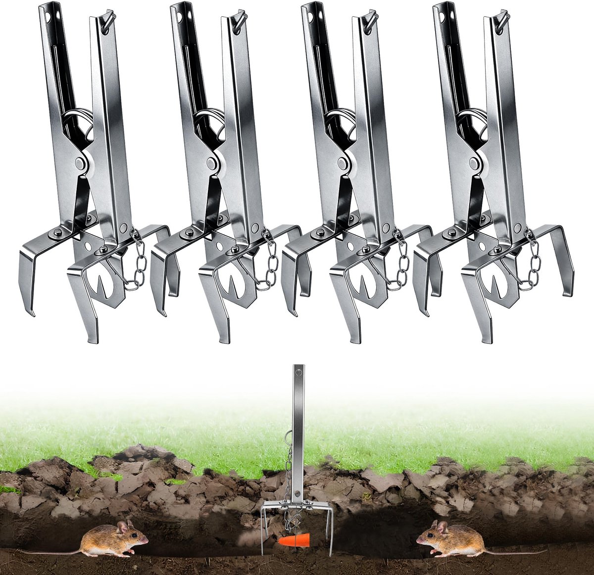 Elzusha- Woelmuizenval Dubbelzijdige Vangst - Herbruikbaar - Eenvoudige Installatie - Effectieve Veldmuisval - Robuust - Geschikt voor Tuin/Gazon - Muizenvallen
