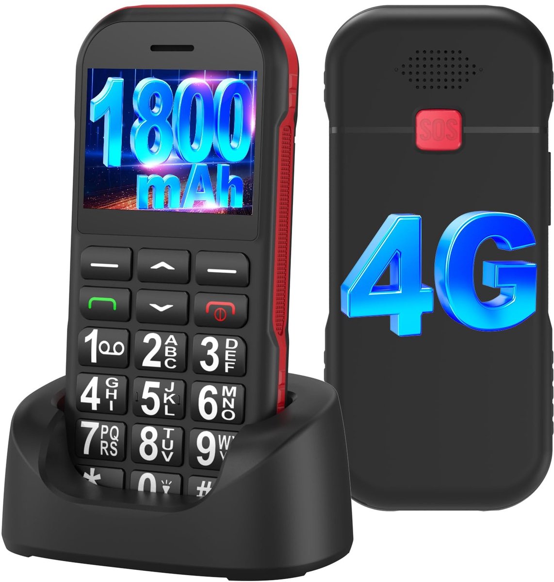 Elzusha - 4G Mobiele Telefoon voor Senioren - Grote Toetsen en Functie