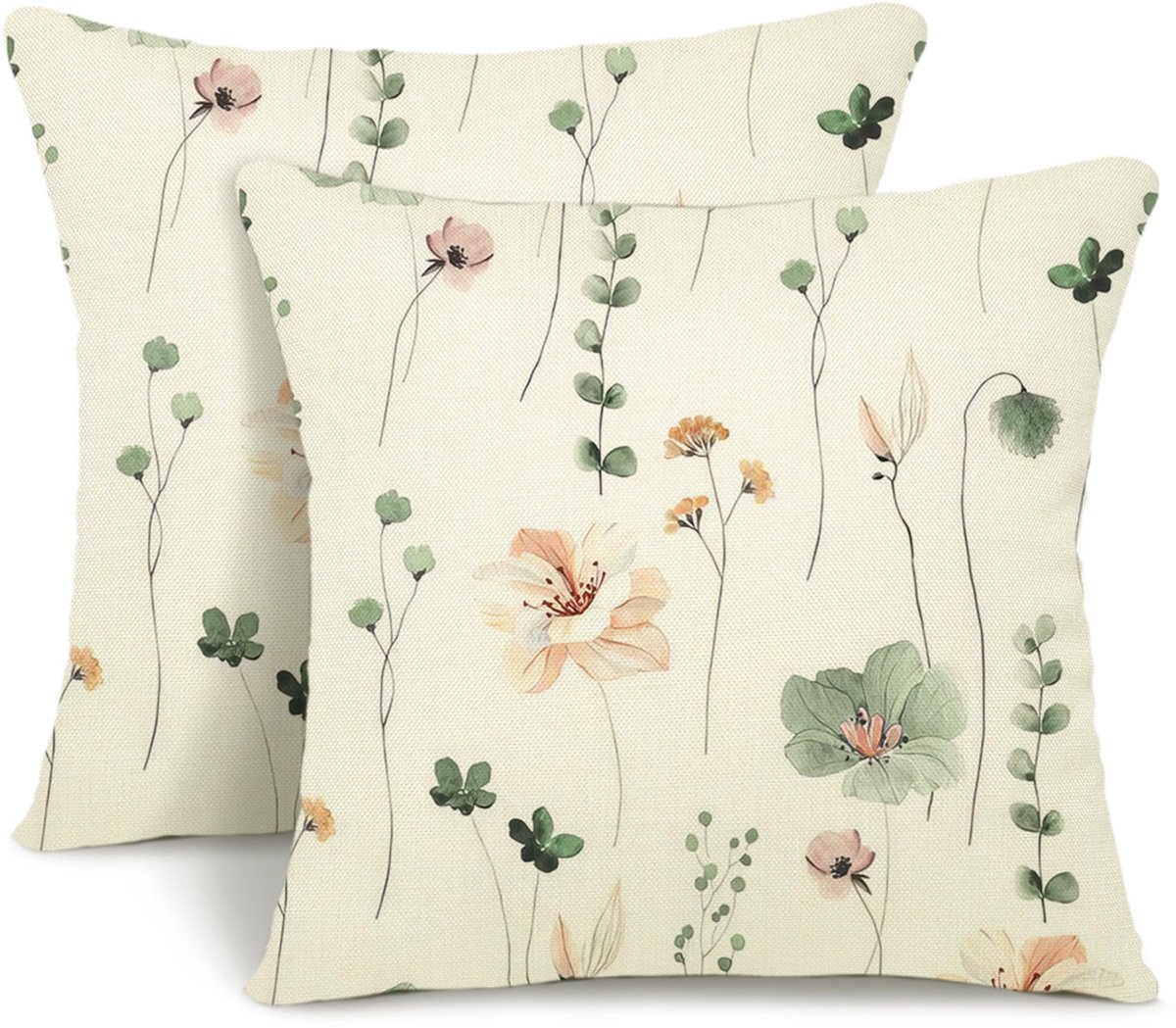 Elzusha - Set van 4 Decoratieve Kussenhoezen met Bloemenprint
