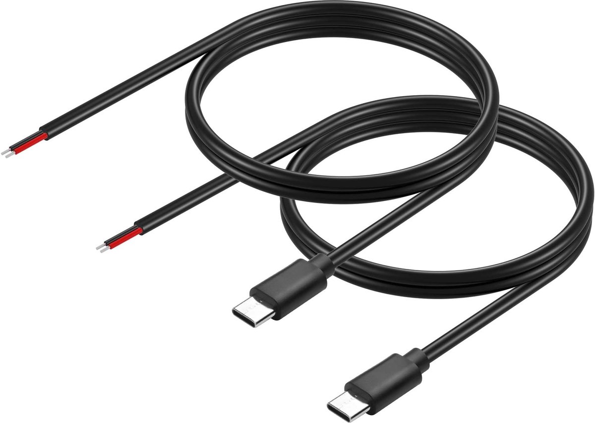 Elzusha - USB C 2 Pin Bare Wire Power Kabel 1m voor Diverse Apparaten