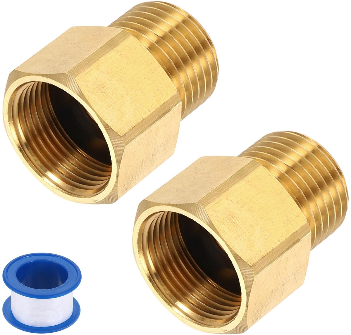 QUARKZMAN 2 stuks adapters voor hogedrukreiniger, M22 vrouwelijk naar mannelijk G1/2 inch, draaibare messing adapter - ShopVlot
