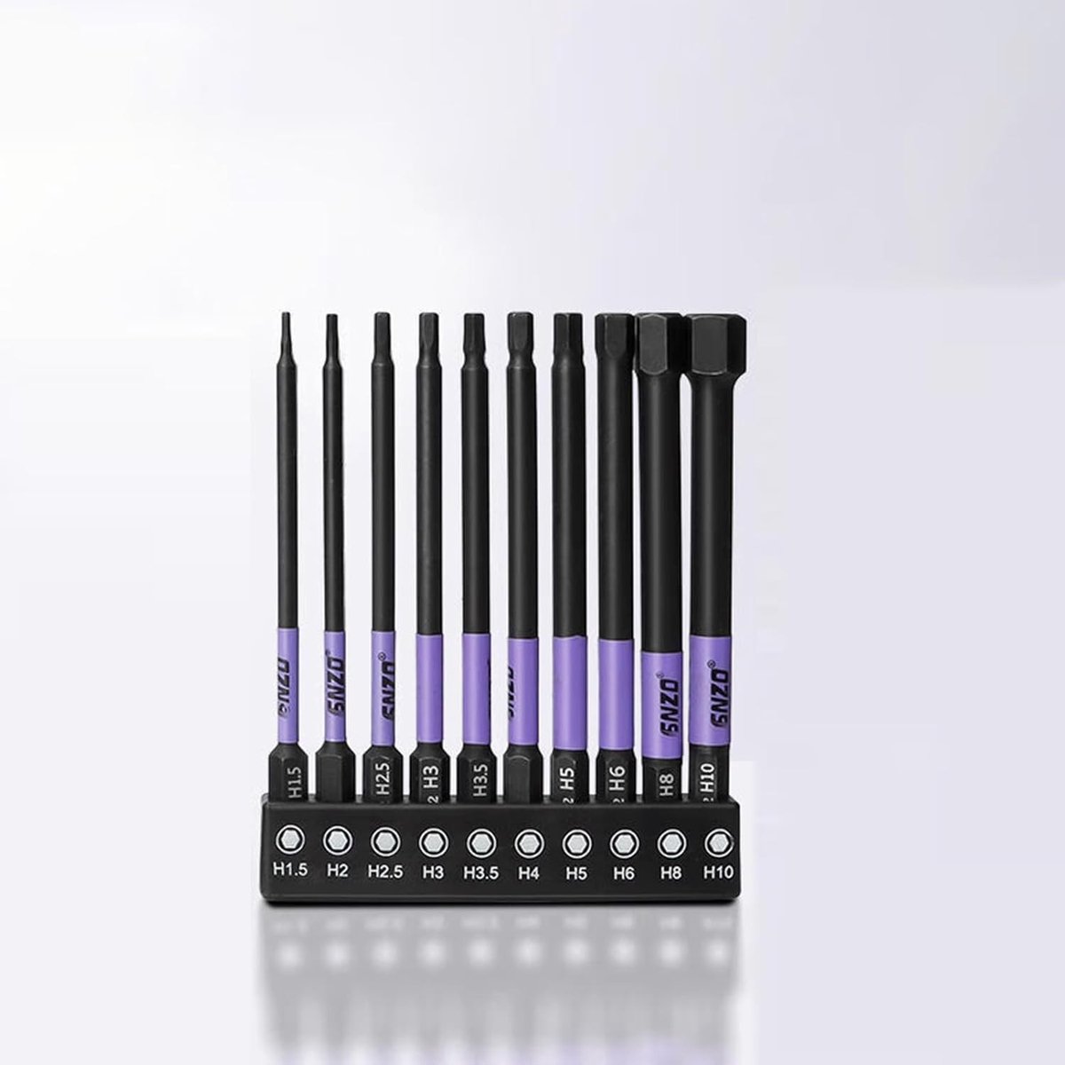 Set van 10 Hex Schroevendraaier Bits H1.5/2/2.5/3/3.5/4/5/6/8/10 mm, 100 mm Lang, Geschikt voor Reparaties en Meubelmontage, S2 Legering