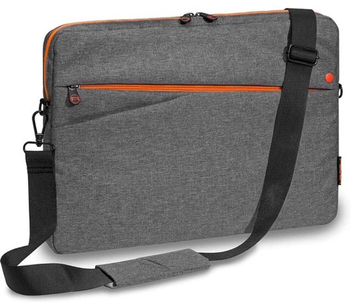 Laptoptas 13,3 inch schoudertas grijs/oranje - Ideaal voor school en werk