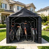 Grijze fietsenstalling / gereedschapsschuur 218*157*166cm cm met roldeur - Waterdicht PE-materiaal