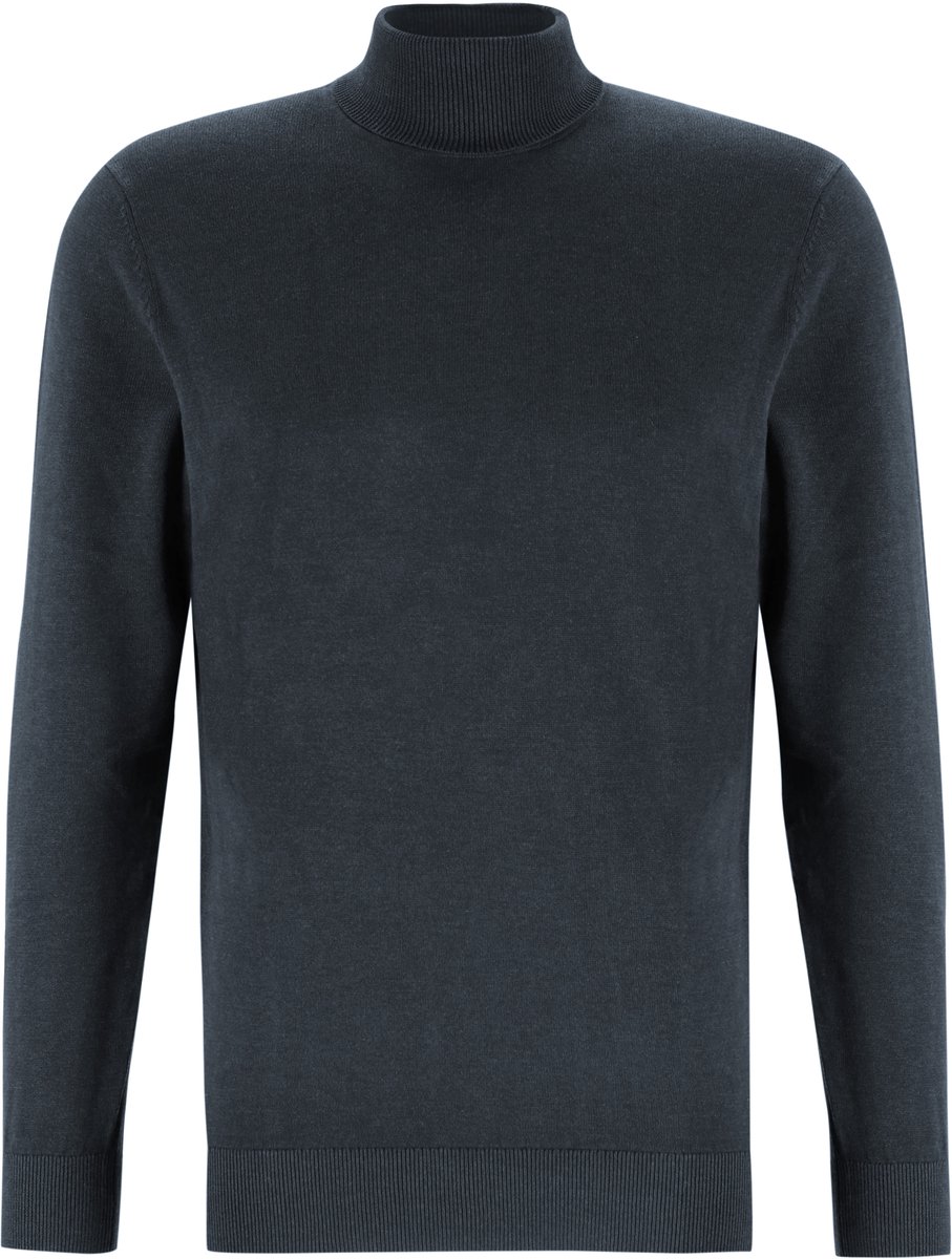 Michaelis heren trui katoenmengsel - slim fit coltrui - donkerblauw