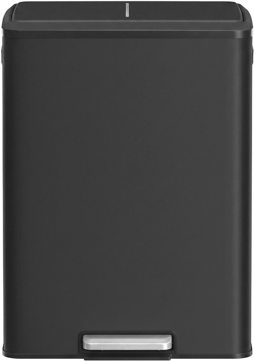 Afvalemmer – Met soft-close – Zwart – 52,5 x 37,2 x 65,8 cm