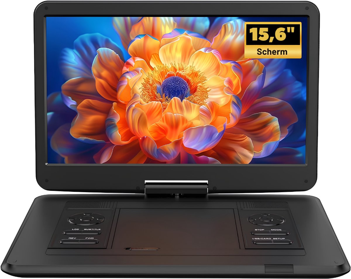 Lìon® Draagbarer Dvd Speler - Draaibaar Scherm - Draagbare Dvd Speler met Scherm - Zwart - 38cm x 27cm x 5cm