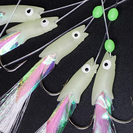 10 delige fluorescerende visserijloods met haken voor zoet- en zoutwater — afbeelding 5