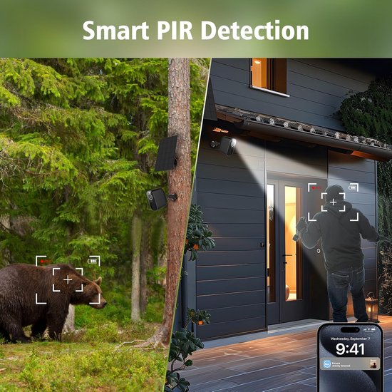 4G Buiten Camera - Bewakingscamera Zonne-energie - Beveiliging Huis - Zonder Internet - 4 MP - Zwart — afbeelding 3