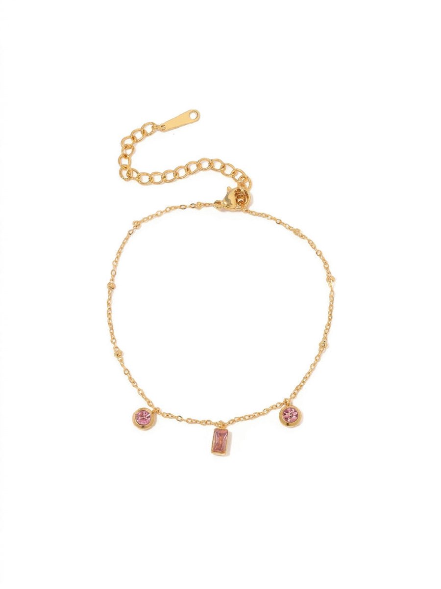 Valentina - Armband met Roze Steentjes - Stainless Steel - -