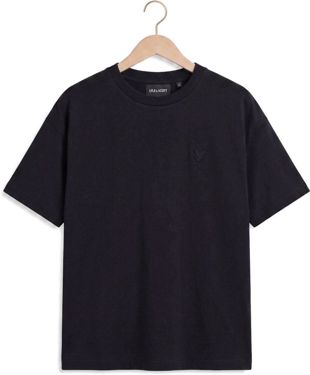 Lyle & Scott Heavy Weight Relaxed T-shirt Polo's & T-shirts Jongens - Polo shirt - Zwart - Maat 140/146