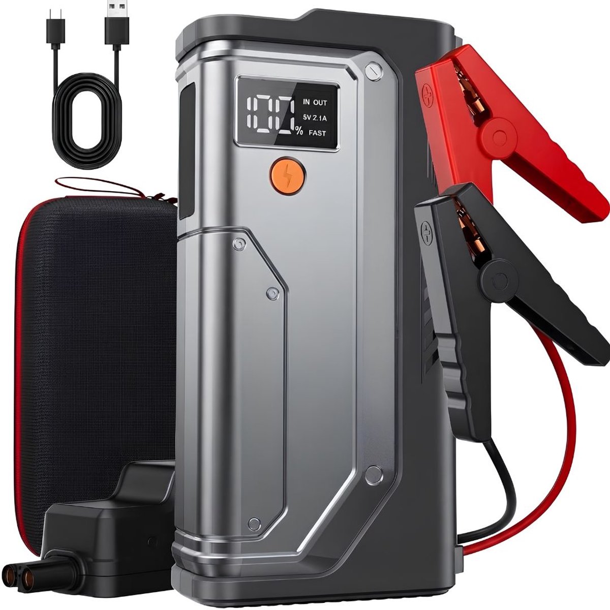 NIVA® Jumpstarter - Startbooster - Jumpstarter voor Auto - Zwart - 9cm x 18cm x 5cm