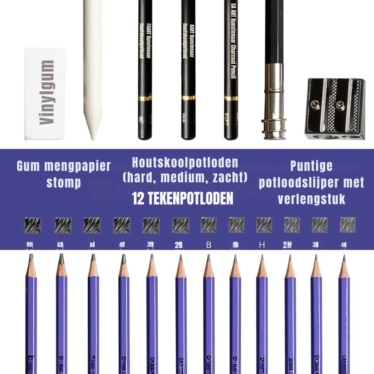 KIRA® Tekenset - Grote Etui voor Markers & Potloden - Luxe Pennenetui & Teken Organizer - Paars - 19cm x 20cm x 10cm