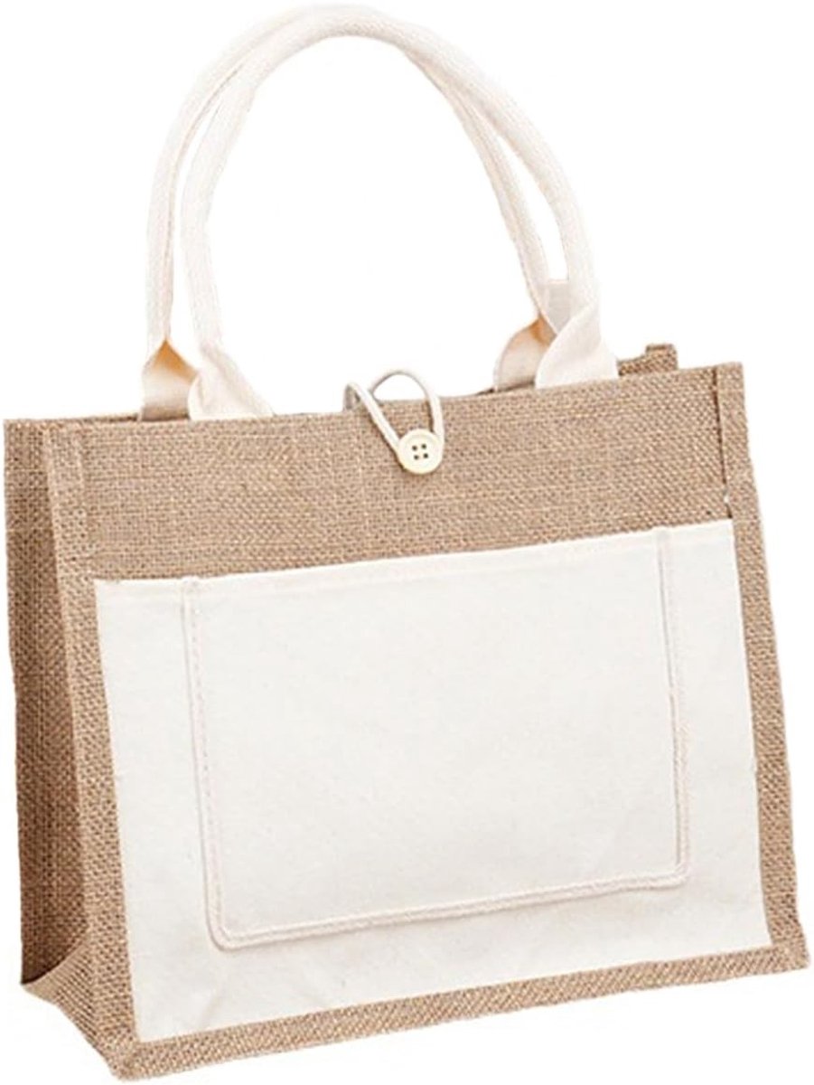 Jute tas - Draagtas shopper - Boodschappen doen - Om zelf te beschilderen - 35 x 30 cm - Bruin