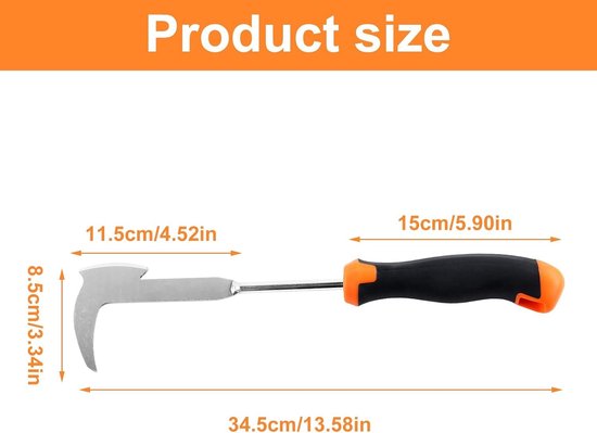Onkruidsteker - Oranje - 34 cm - Handmatige Onkruidverwijderaar van Roestvrij Staal - Voor Tuinieren — afbeelding 2