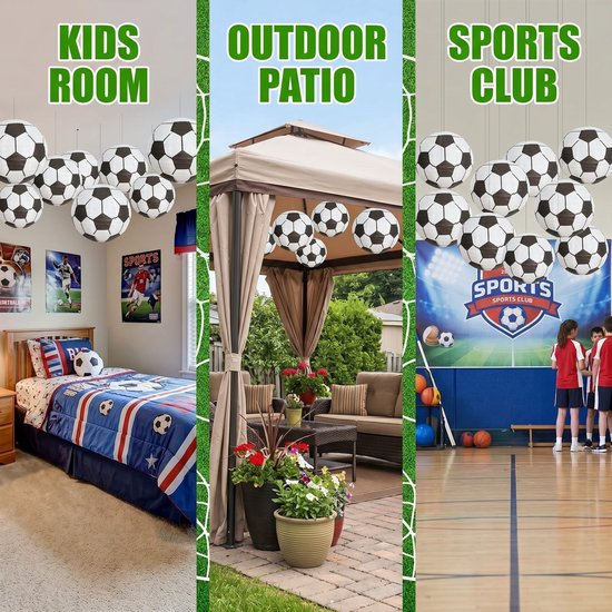 Set van 5 voetbal lampions 20 cm - Hängdecoratie voor kinderfeestjes en sportevenementen — afbeelding 4