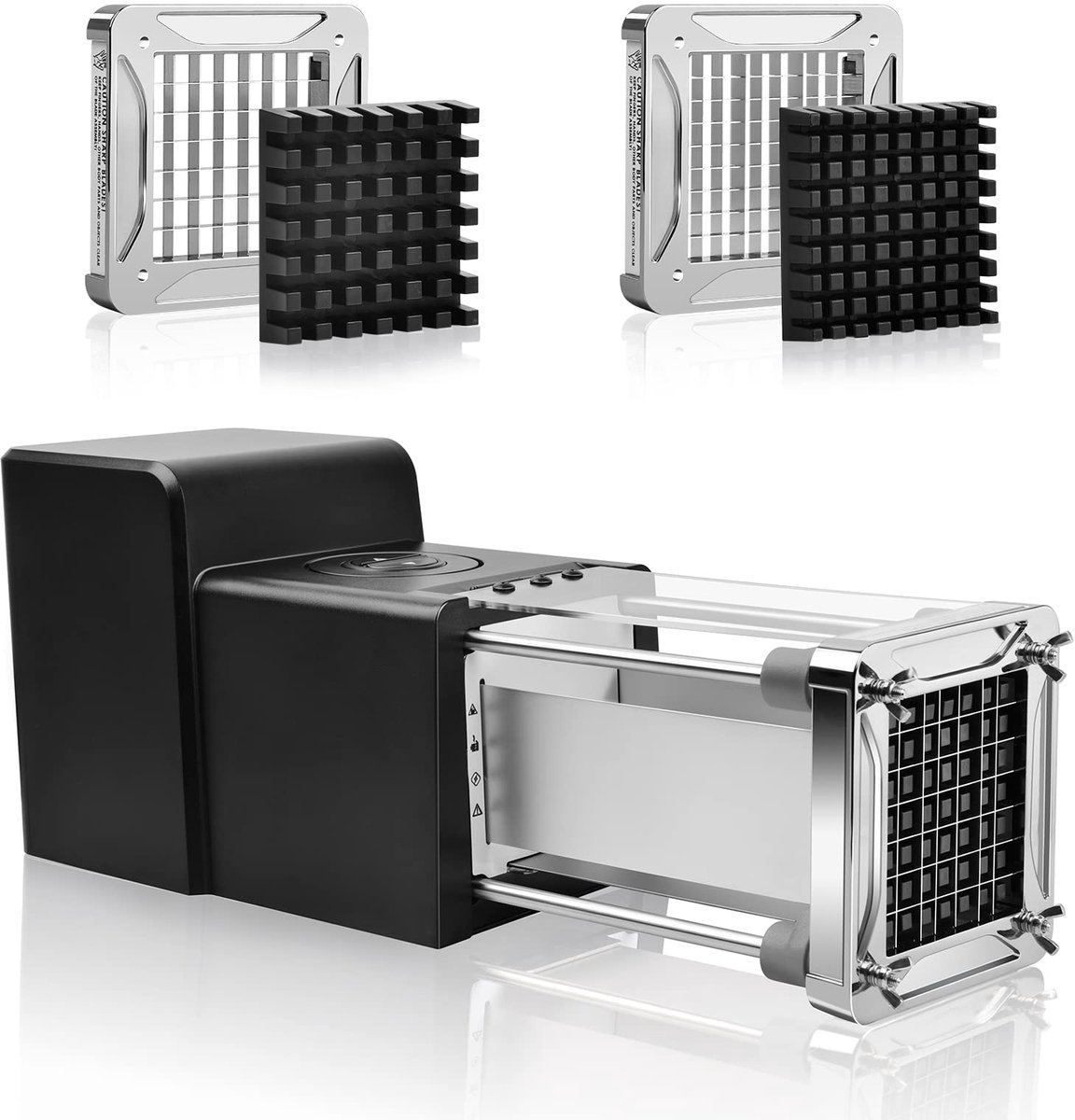 SnelShoppen - Professionele Elektrische Frite Cutter voor Aardappelen, Snijmachine met RVS Bladen 9mm en 12mm, Perfect voor Keuken, Feest en Camping
