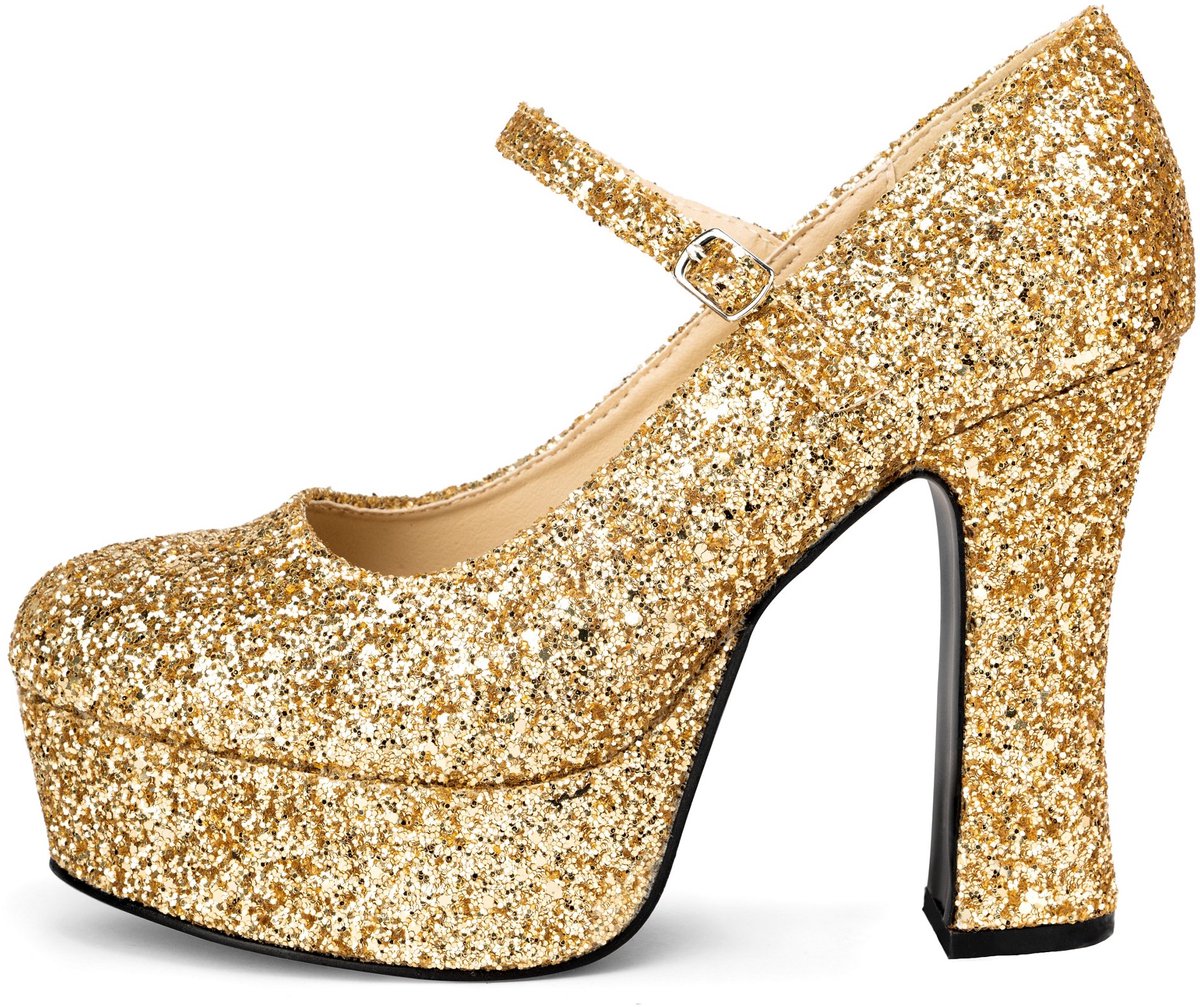 Plateau schoenen glitter-goud