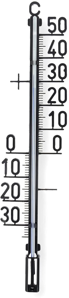 Tuinthermometer - Zwart - 35 cm - Kunststof Weerbestendig - Voor Binnen en Buiten
