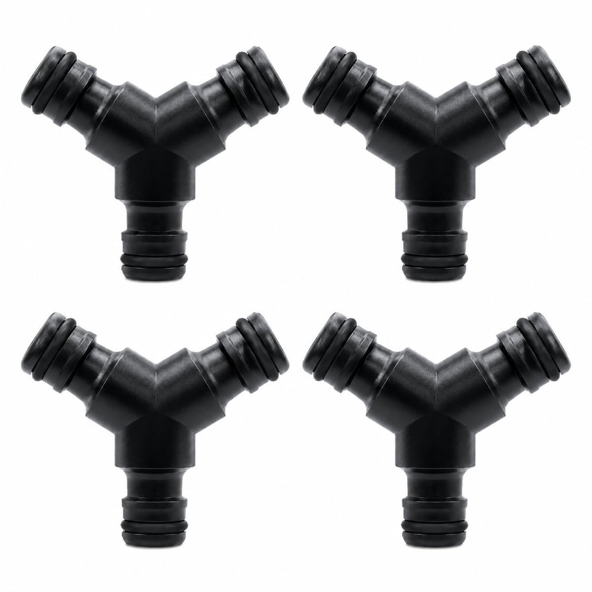 Set van 4 Y-verdelers voor tuinslangen, 1/2 inch dubbele aansluiting