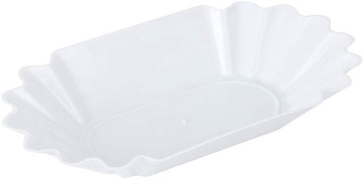 Displaytablet voor koffiebonen en snacks, herbruikbaar dienblad voor keuken en horeca, 22,3 x 13 x 3,5 cm - wit.