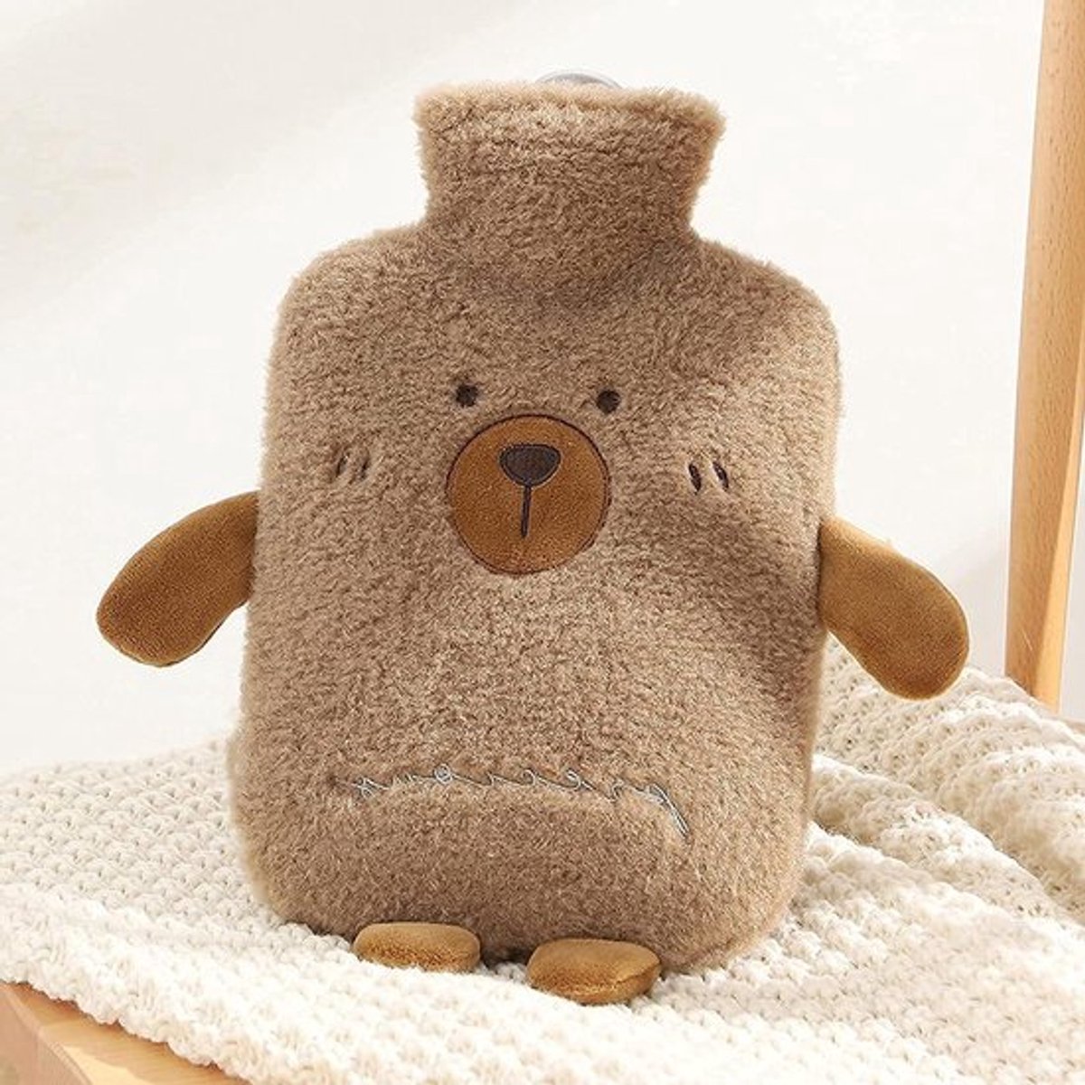 Warmwaterkruik met fleece hoes - 2 liter - voor kinderen - nek- en schouderpijnverlichting - warmte en comfort