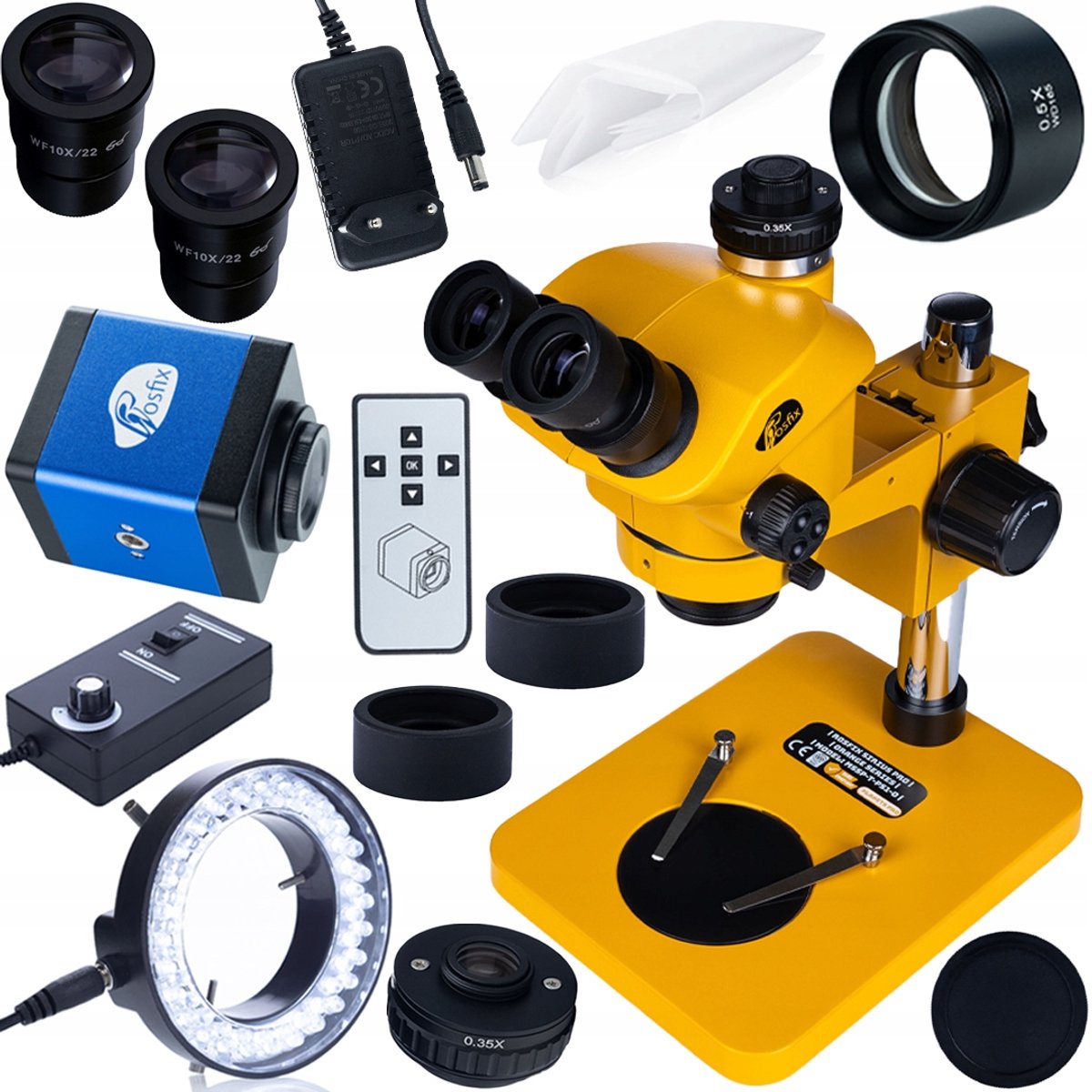 Rosfix Trinoculaire Stereomicroscoop MSSP-T-PS1-O - Zoom 7–50x - WF10X/22 - C-Mount 25 mm