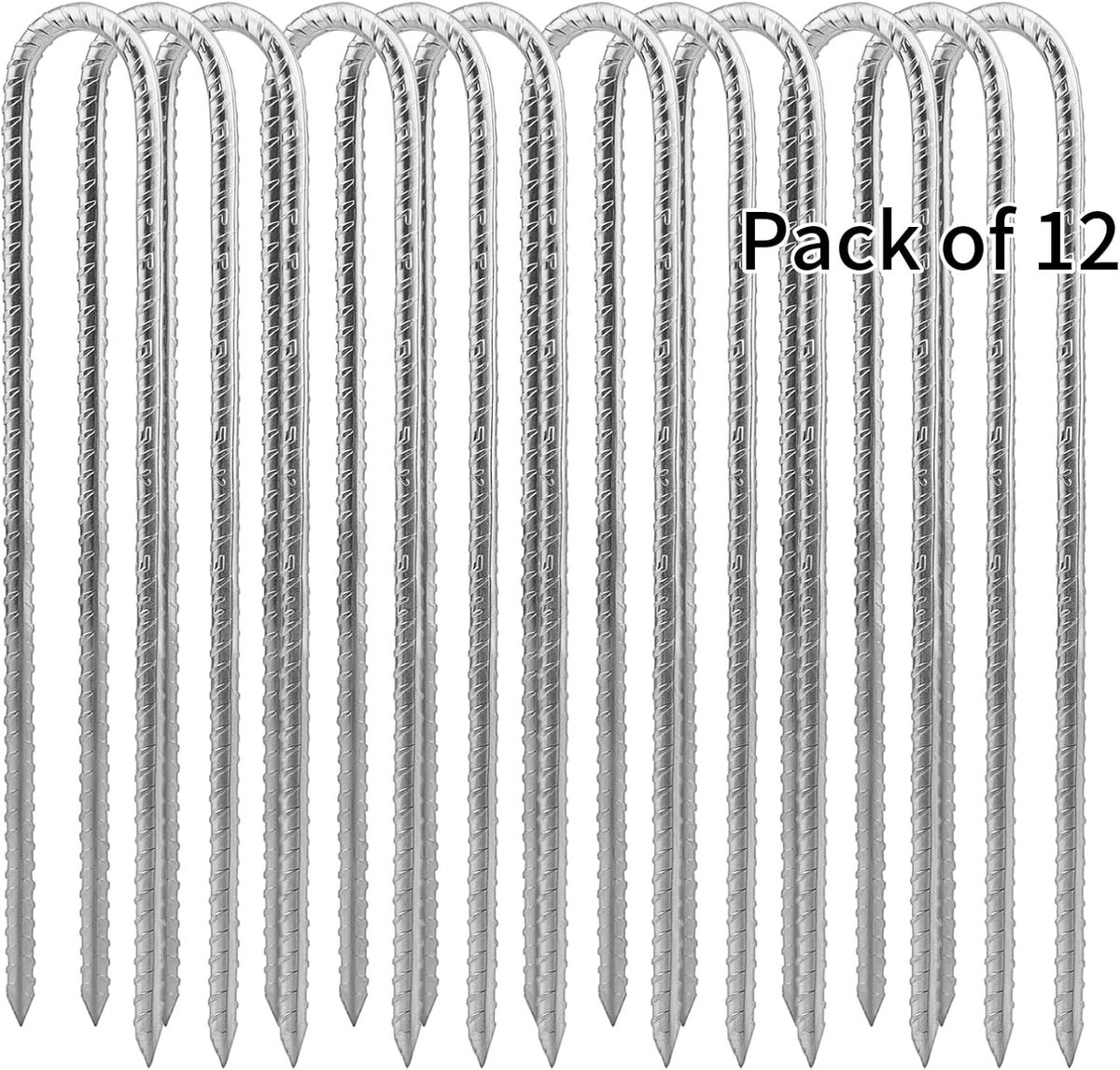 Grondanker - Zilver - 30 x 1 x 5,2 cm - Verzinkte U-vormige Grondpen van Staal - Voor Tuin en Camping