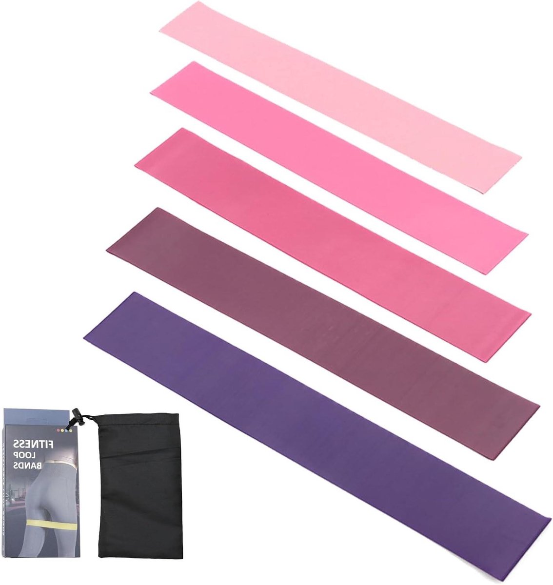 Weerstandsbanden Set - Fitness Elastieken - Kracht Training - 5 Niveaus - 60 cm - Meerkleurig