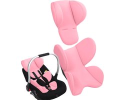 Autostoel Hoofdsteun - Nek Kussen - Comfortabel Reizen - Leeftijdsgeschikte Aanpassing - 47x35cm - Roze